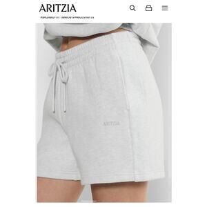 Aritzia Cozy Sweatfleece Boyfriend Mid-thigh Short in heather cloud white